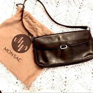 Vintage Monsac Original Brown Leather Shoulder Bag Purse